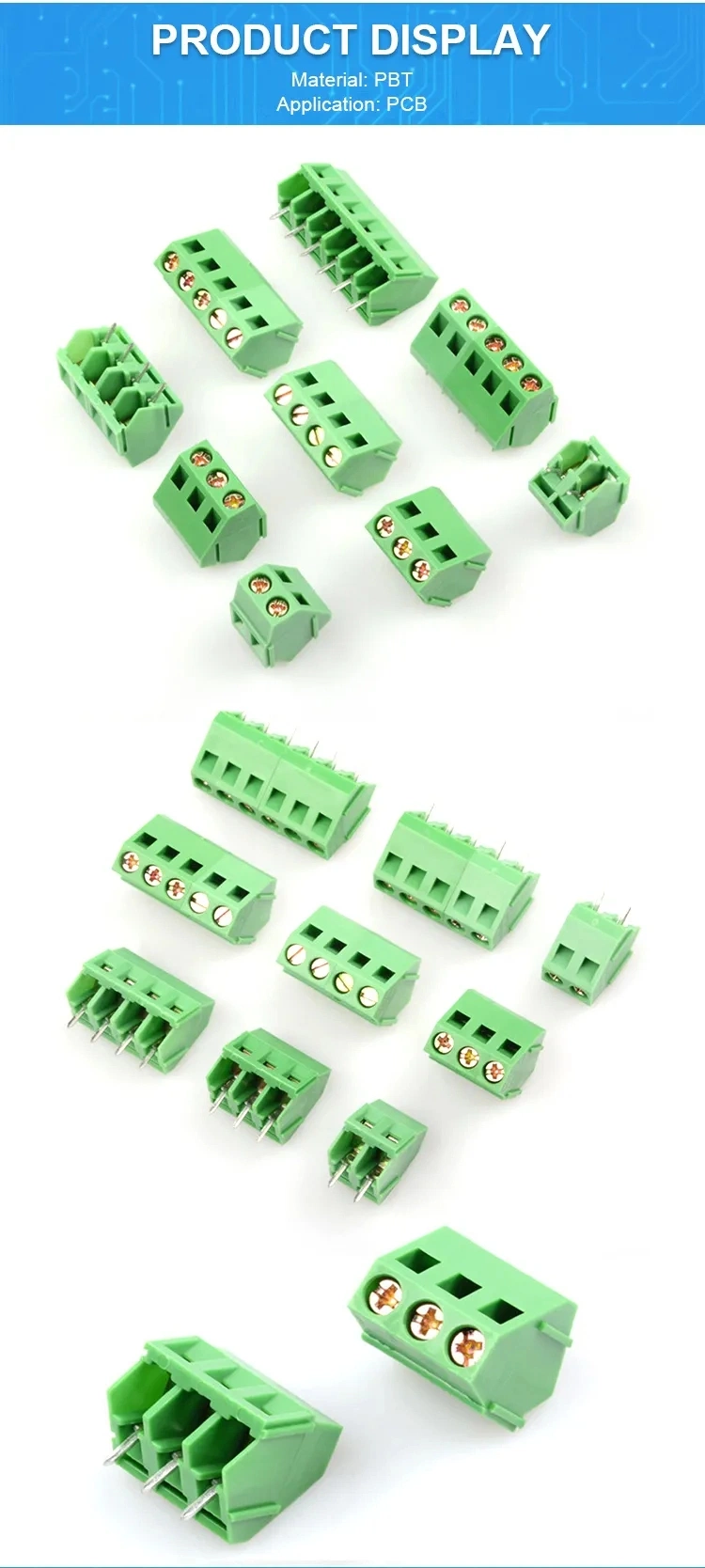 Spring Pluggable 2/3/4/5/6/7/8/9/10 Pin 3.81mm 5.0mm 5.08mm Pitch PCB Screw Terminal Block Connector Screwless Terminal Block