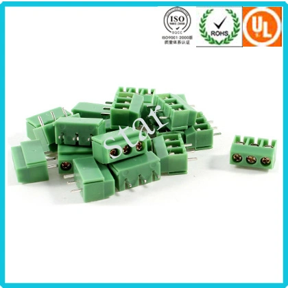 Bornier enfichable PCB PA66, usine chinoise, vert et noir